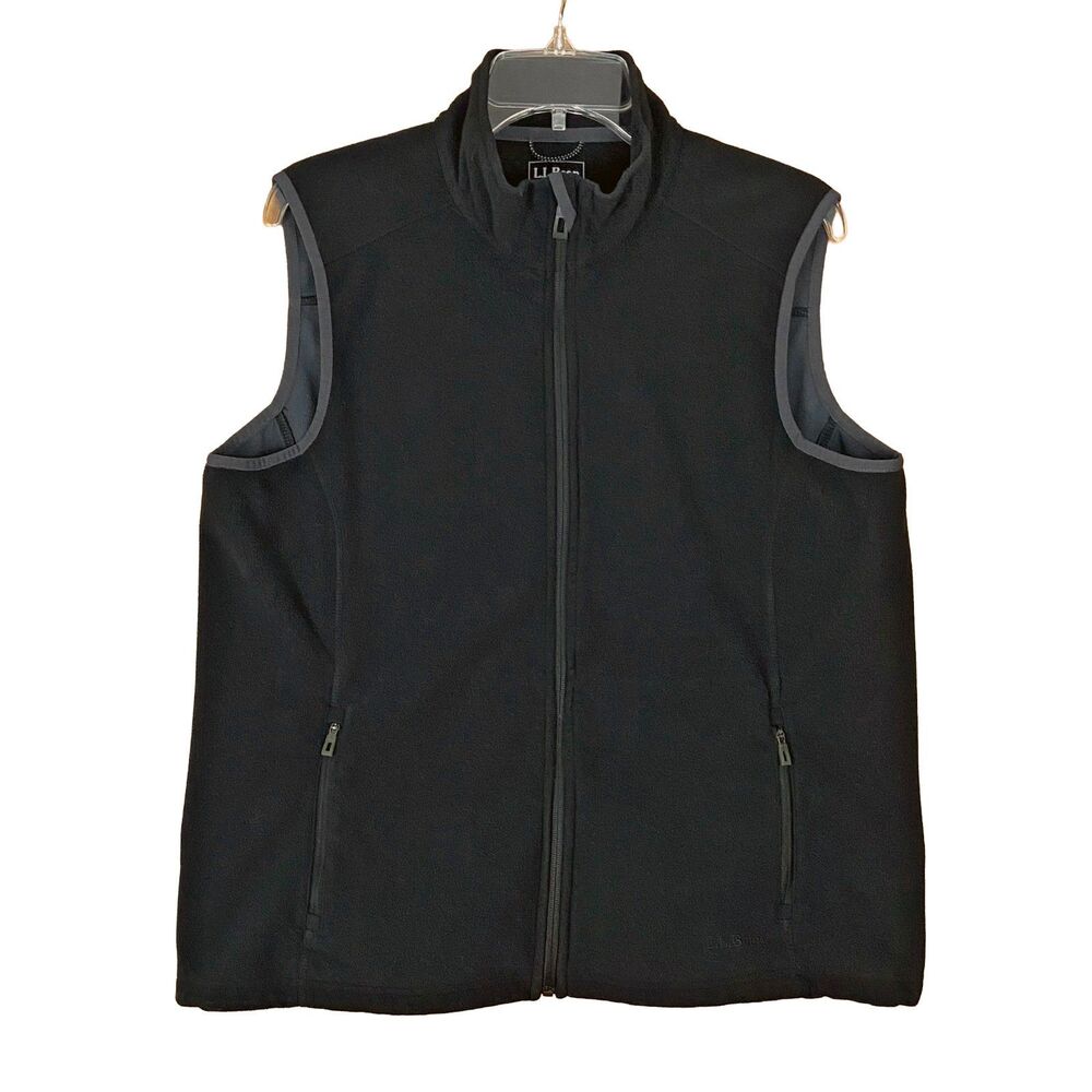 LL Bean Women's Full Zip Fleece Vest Size XL Black Polartec Zip Pockets